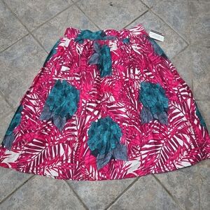 Brooks Vibrant Pink and Teal Floral Midi Skirt